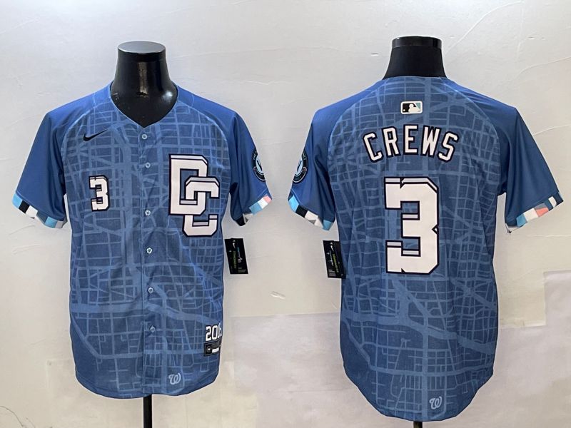 Men Washington Nationals #3 Crews Blue Joint Name Nike 2025 MLB Jersey style 5->washington nationals->MLB Jersey